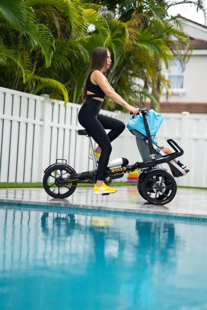 Folding Parent-Child Electric Tricycle | 3-Wheel Stroller E-Bike with Reverse Seat