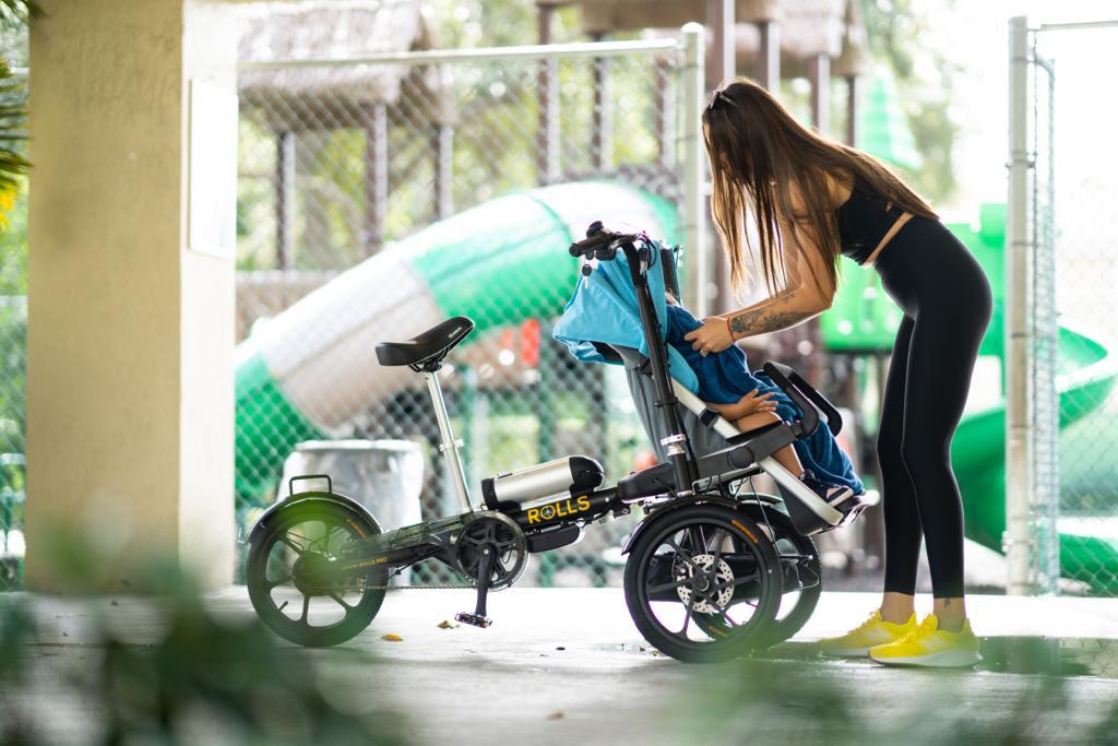 Folding Parent-Child Electric Tricycle | 3-Wheel Stroller E-Bike with Reverse Seat